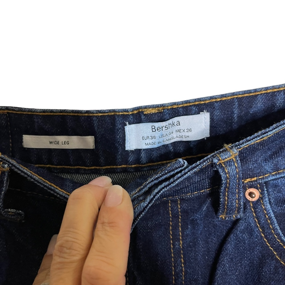Bershka wide leg slouchy Dad jeans in mid blue Size 4 - Picture 9 of 10